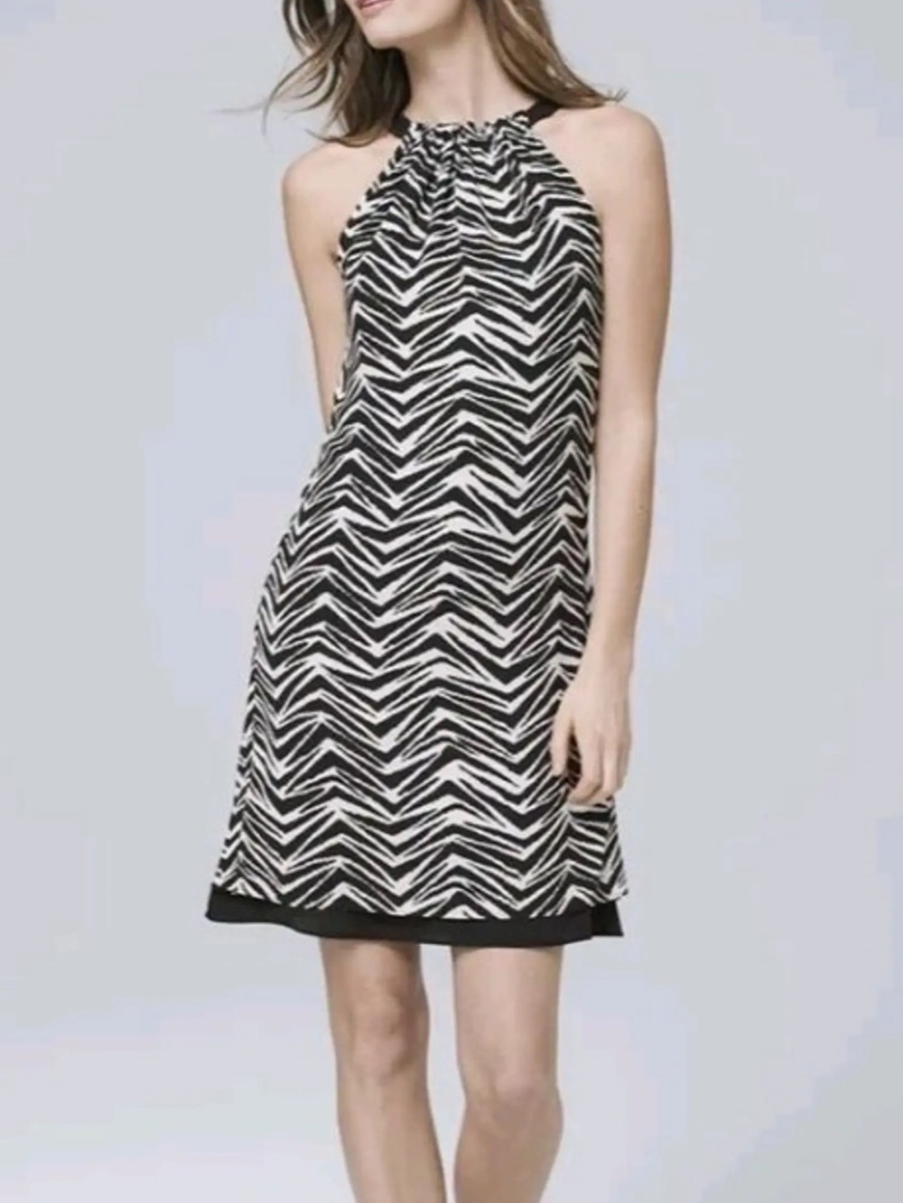 White House Black Market Black and White Halter Mini Dress